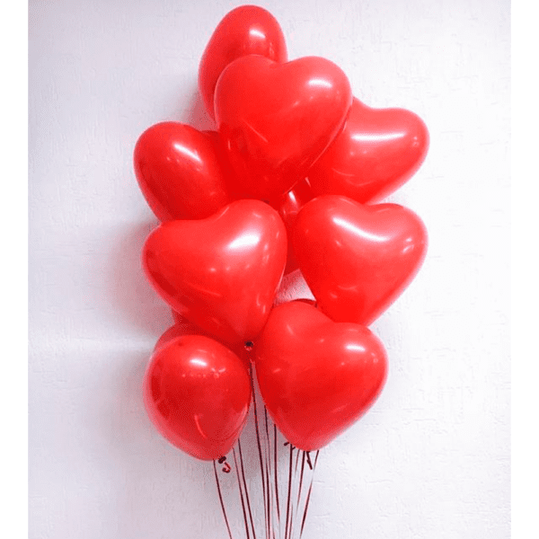 Латексні кульки сердечка з гелієм (25 см) червоного кольору