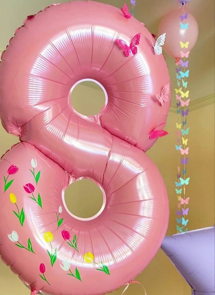 Фольгована кулька цифра 8 з декором
