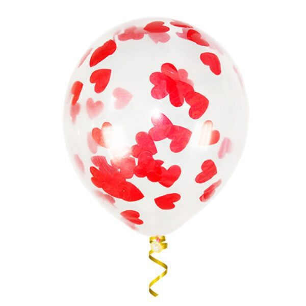Куля з конфетті (сердечка червоні)