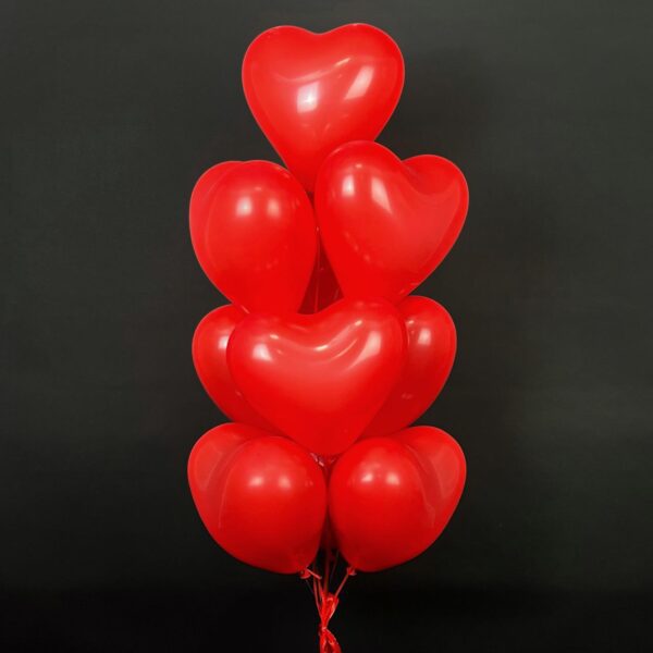 Латексні кульки сердечка з гелієм (30 см) червоного кольору