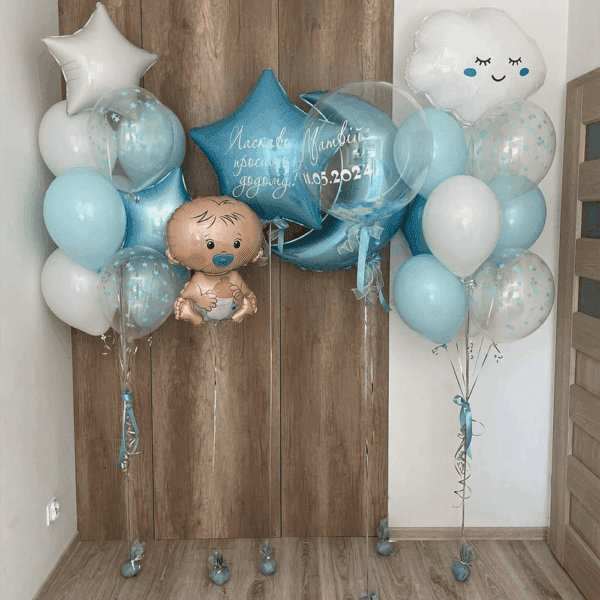 Нежное оформление шариками "Добро пожаловать домой!"