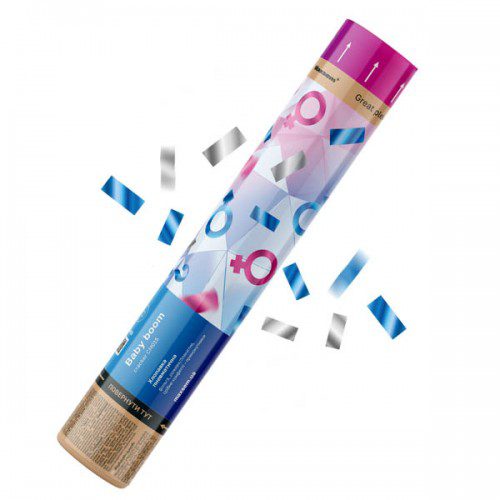 Гендерная хлопушка (Голубой и серебро) (30 см)