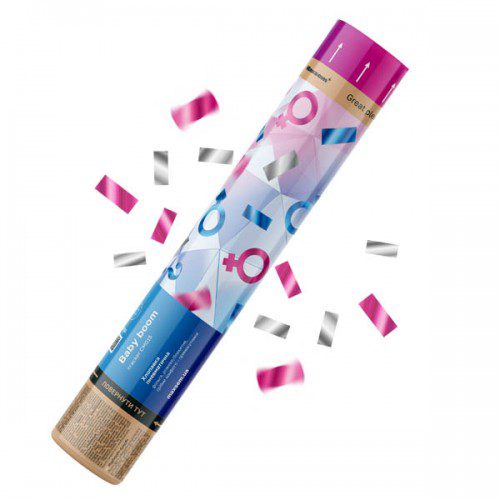 Гендерная хлопушка (Розовый и серебро) (30 см)