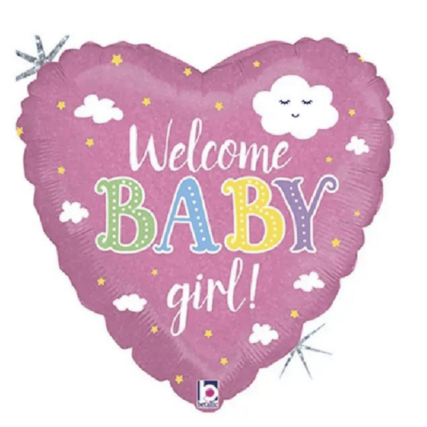 Фольгированный шарик с надписью «Welcome baby girl!»