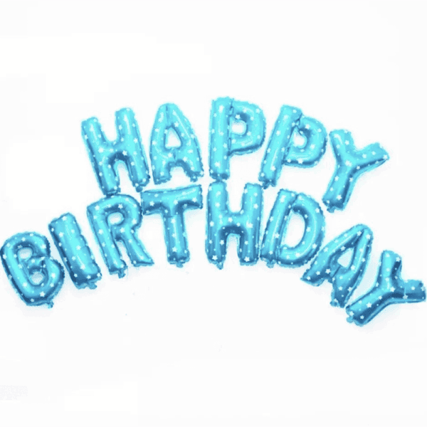 Фольгована гірлянда “Happy Birthday” (блакитна з зірочками)