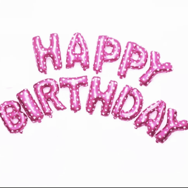 Фольгована гірлянда “Happy Birthday” (рожева з зірочками)