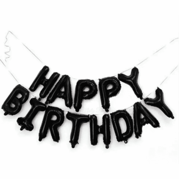 Фольгированная гирлянда «Happy Birthday» (черная)