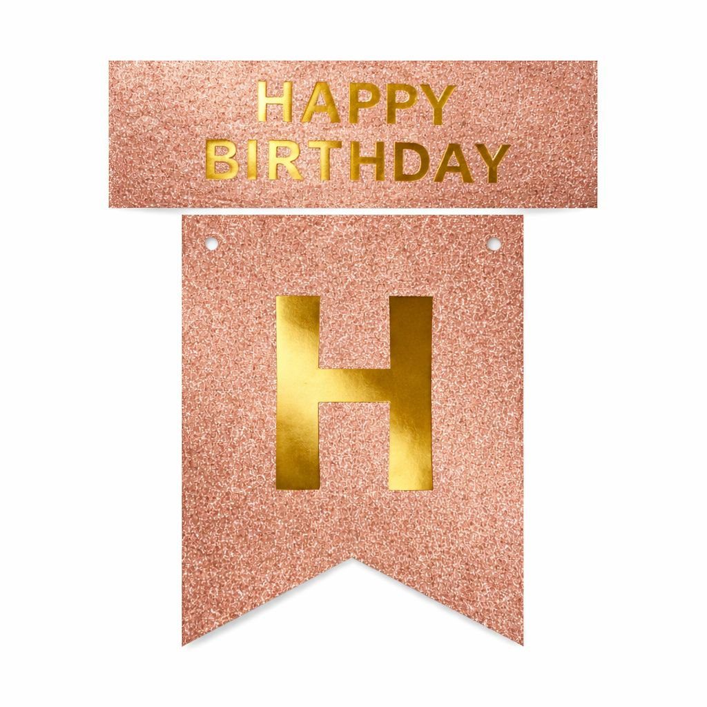 Гірлянда Happy Birthday (Рожеве золото з блискітками). - Зображення 2