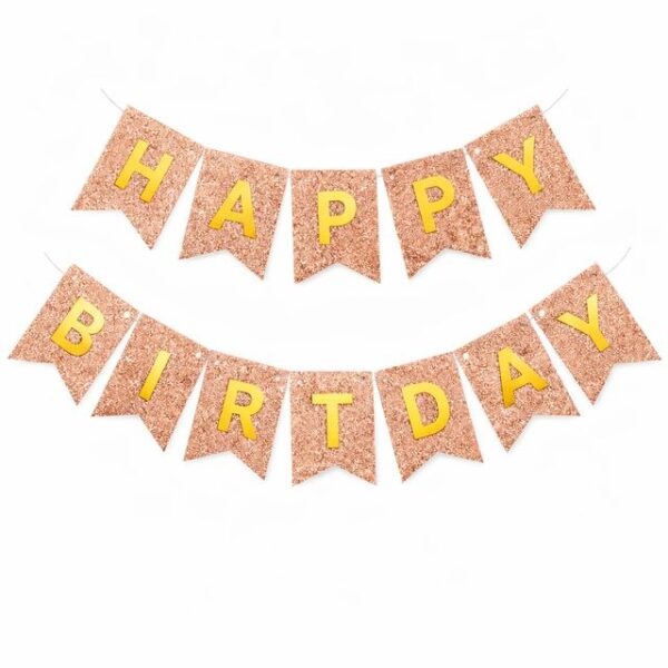 Гірлянда Happy Birthday (Рожеве золото з блискітками).