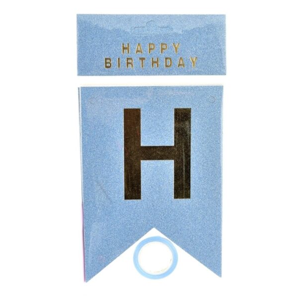 Гірлянда Happy Birthday (Блакитний з блискітками)