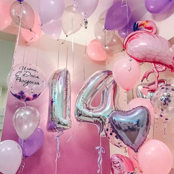 Оформление шарами на День Рождения "Фламинго Birthday Party"