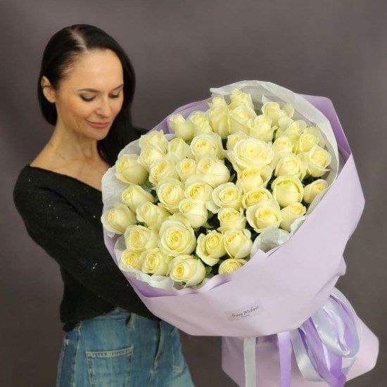 Букет из белых роз "Ванилька"