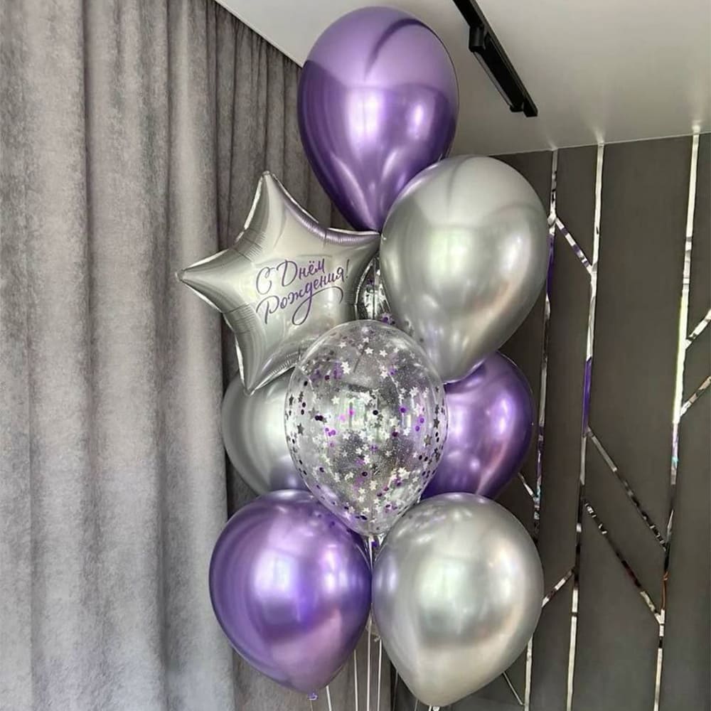 Зв'язка куль "Фіолетово-срібне сяйво"