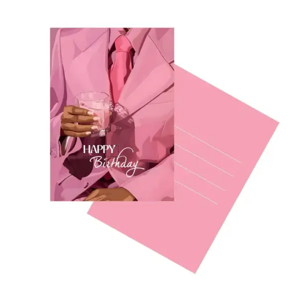 Мини-открытка «Happy Birthday — розовый жакет»