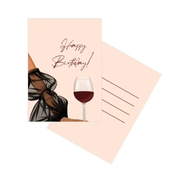 Мини-открытка «Happy Birthday — бокал»