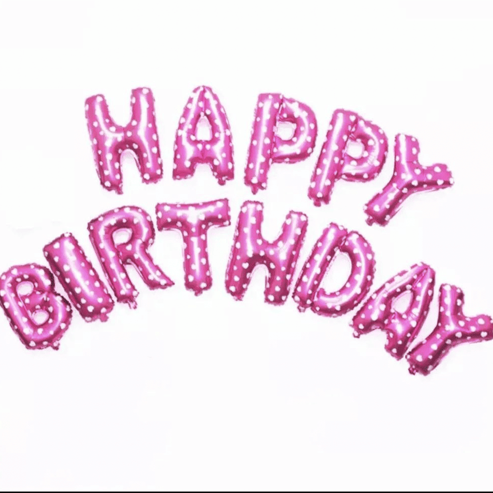 Фольгована гірлянда “Happy Birthday” (рожева з зірочками)