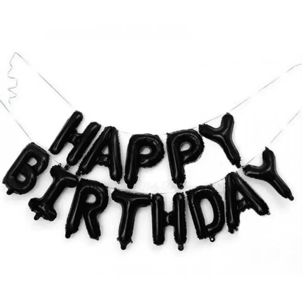 Фольгированная гирлянда «Happy Birthday» (черная)